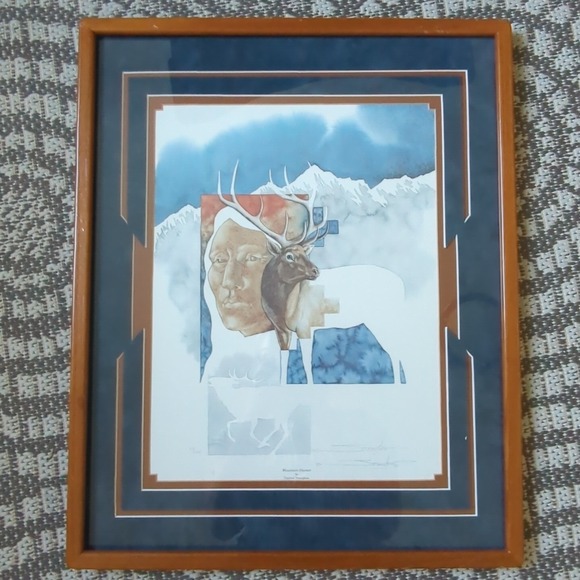 Other - Dyanne Strongbow‎ Painting Native American MOUNTAIN HUNTER Watercolor Man Nature